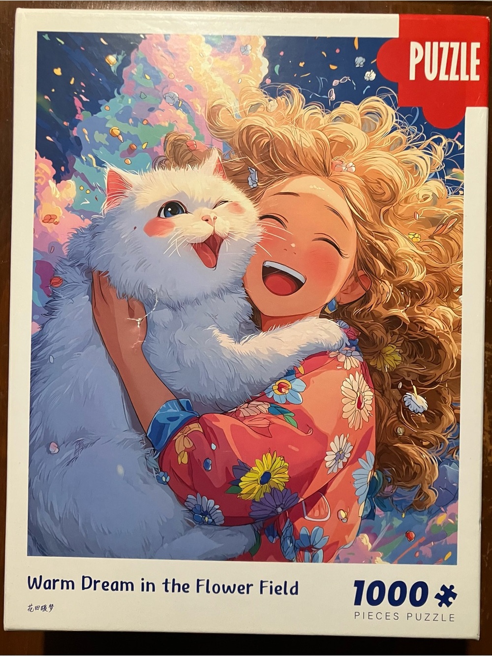 Warm Dream in the Flower Field Jigsaw Puzzle 1000 Piece Anime Cat Complete